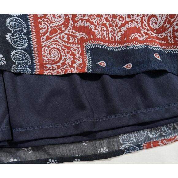 Fab'rik Dress Navy and Rust Baby Doll Lace Up Front Size Large - Picture 6 of 9